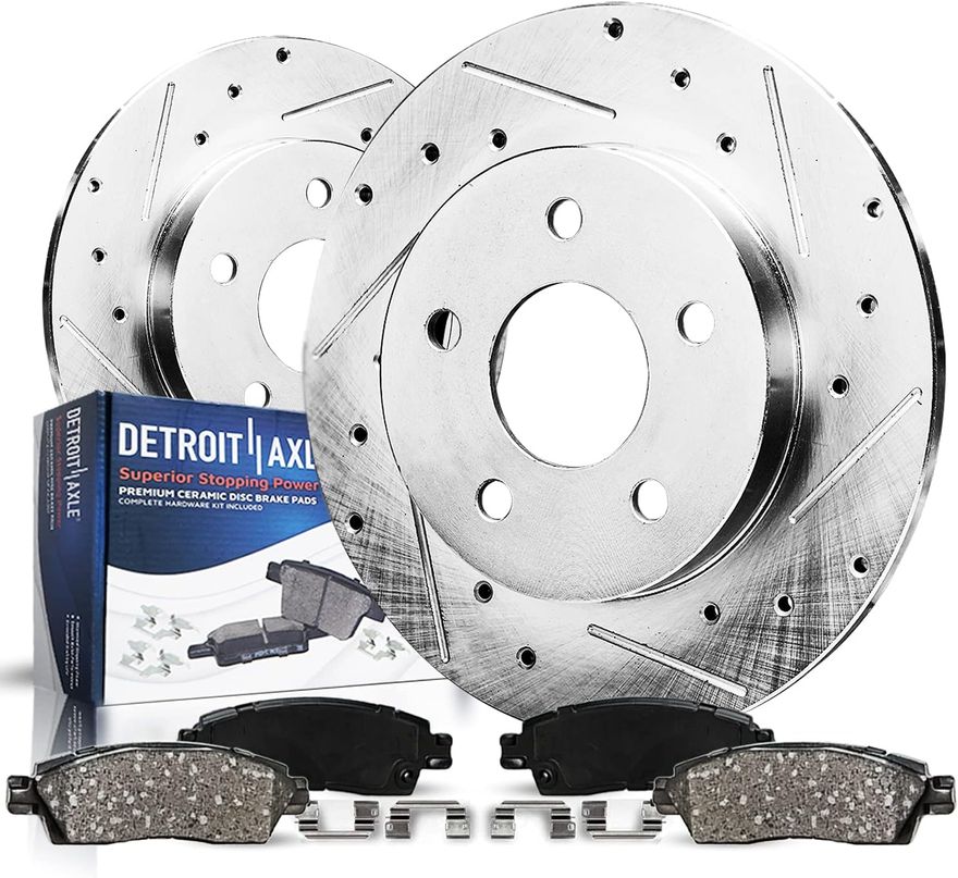 Main Image - Rear Drilled Rotors Brakes Pads
