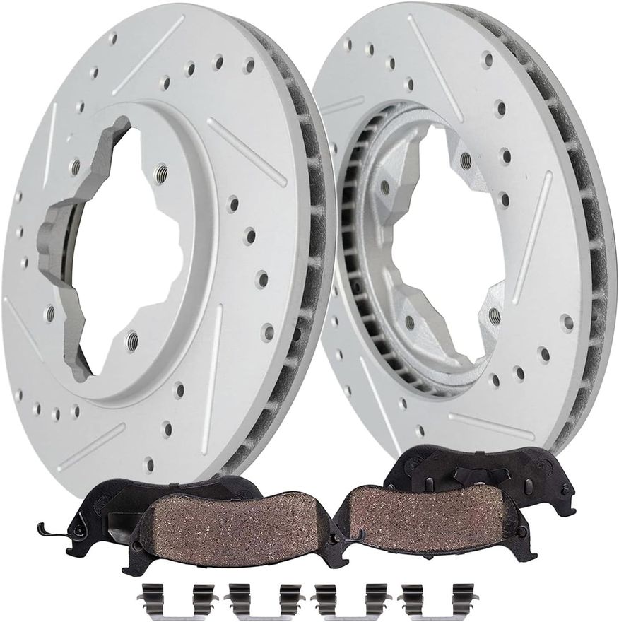 Main Image - Front Drilled Rotors Brakes Pads