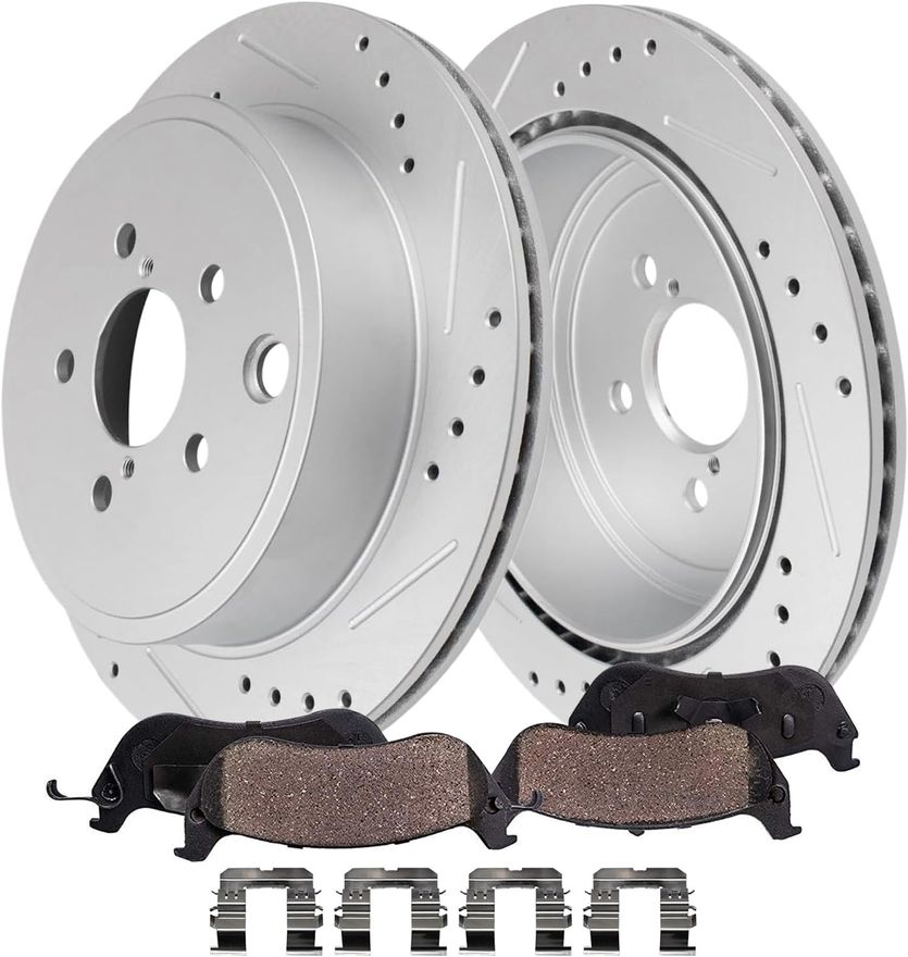 Main Image - Rear Drilled Rotors Brake Pads