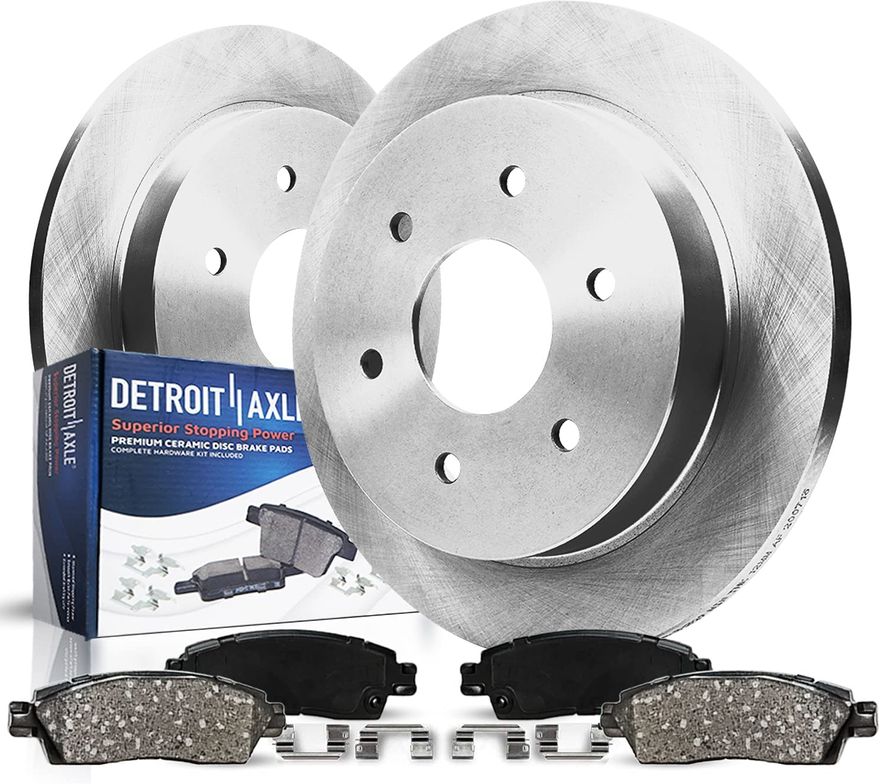 2014 Nissan Armada 4pc Rear Disc Rotors and Ceramic Brake Pads Kit