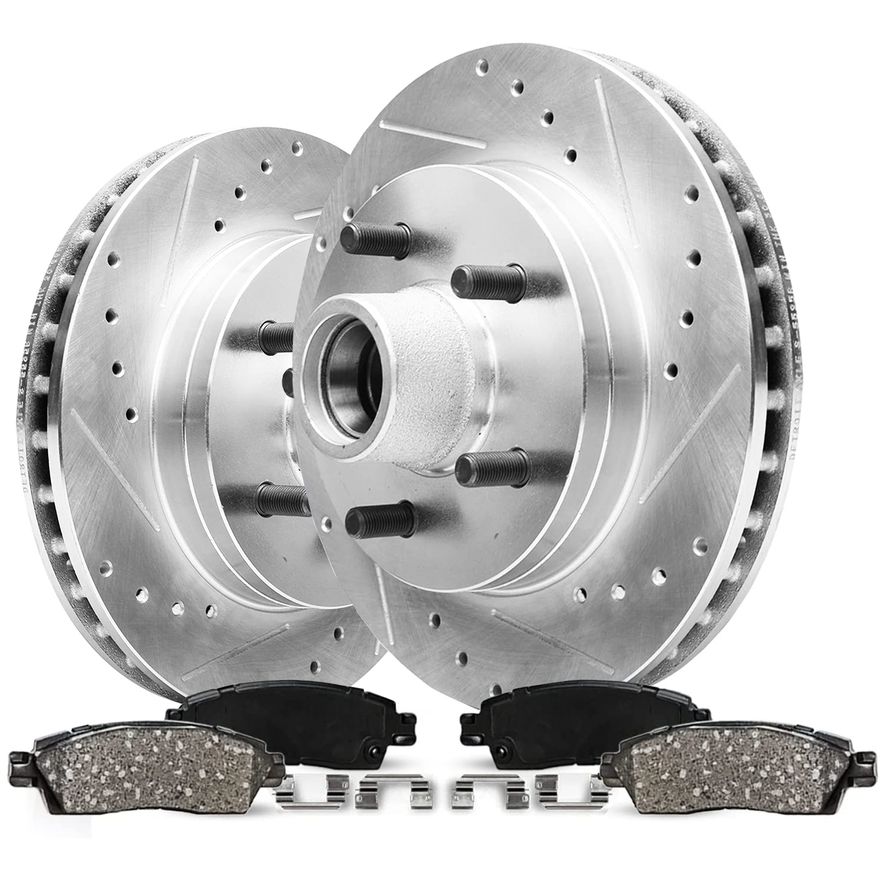 Main Image - Front Drilled Rotors Brake Pads