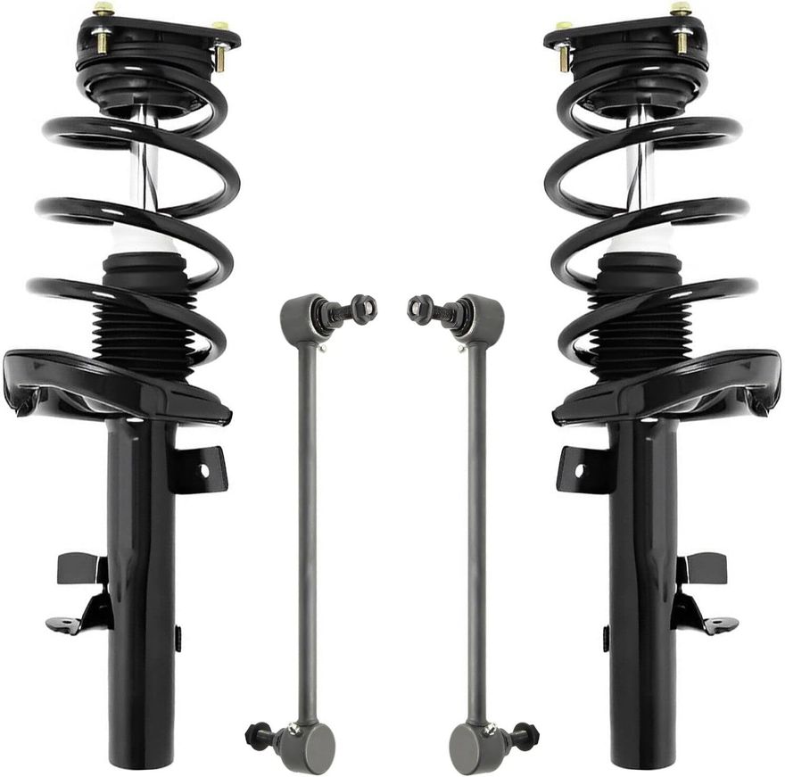 Detroit Axle Front Struts With Coil Springs + Sway Bar Links – 4pc Kit For 2015-2018 Ford Focus (S, SE, Titanium, Electric, 2.0L, 1.0L)