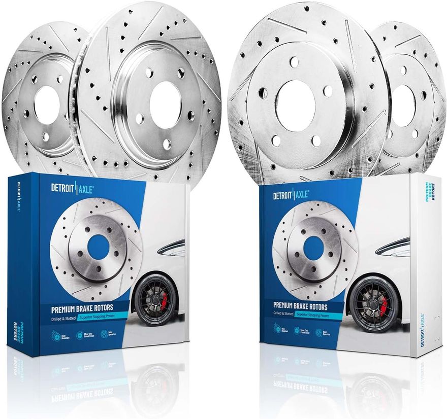 AutopartsPConline Drilled & Slotted Brake Rotors & Ceramic Pads Kit For Toyota Avalon Camry ES300h