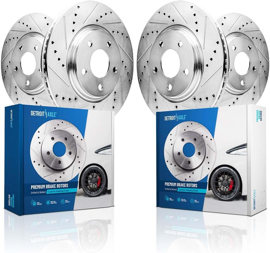 2021 Volvo XC90 4pc Front & Rear Drilled and Slotted Brake Rotors Kit