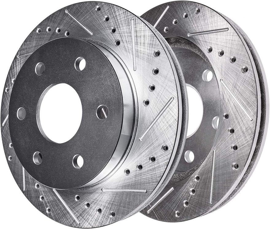 Rear Drilled Brake Rotor - S-55073 x2
