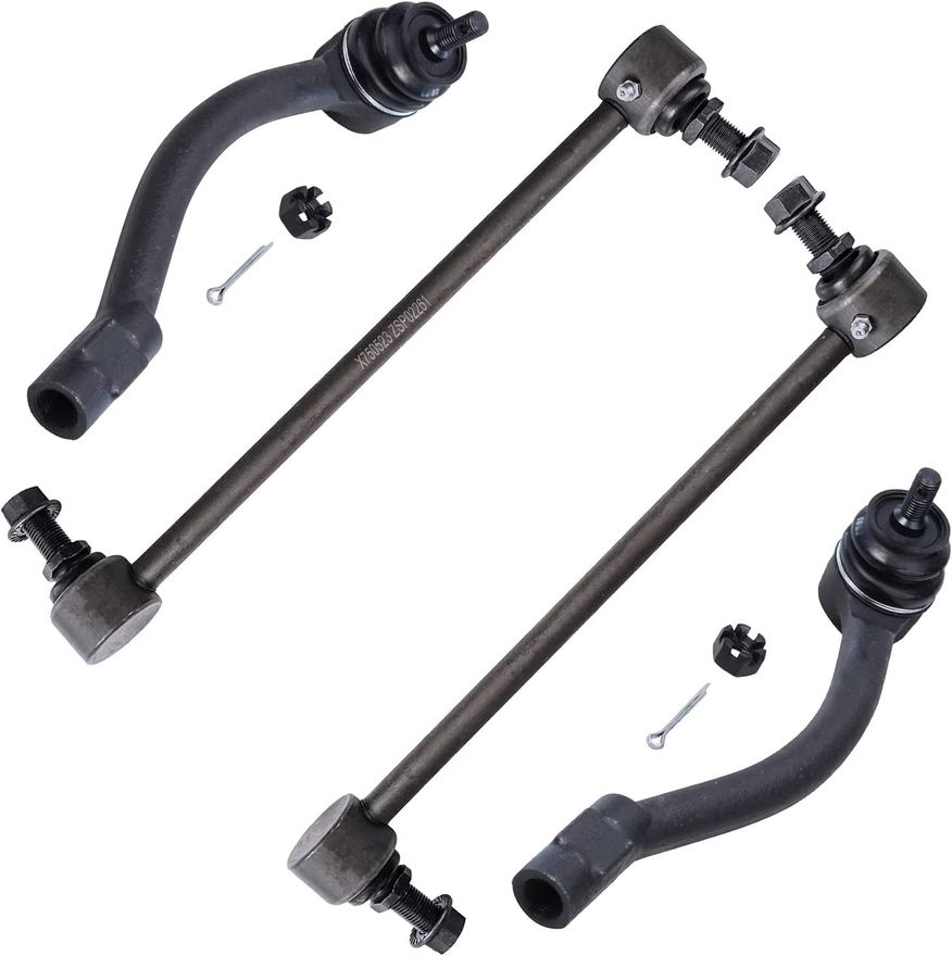 4pc Front Outer Tie Rods Sway Bar Links Suspension Kit