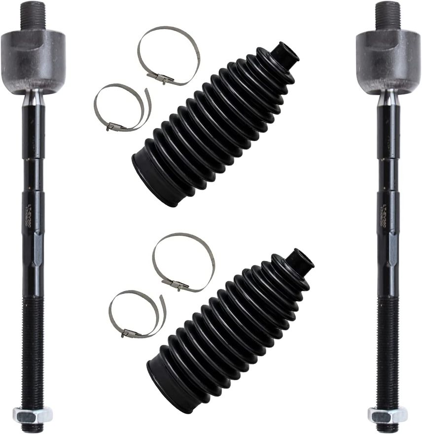 4pc Front Inner Tie Rods Boots Suspension Kit