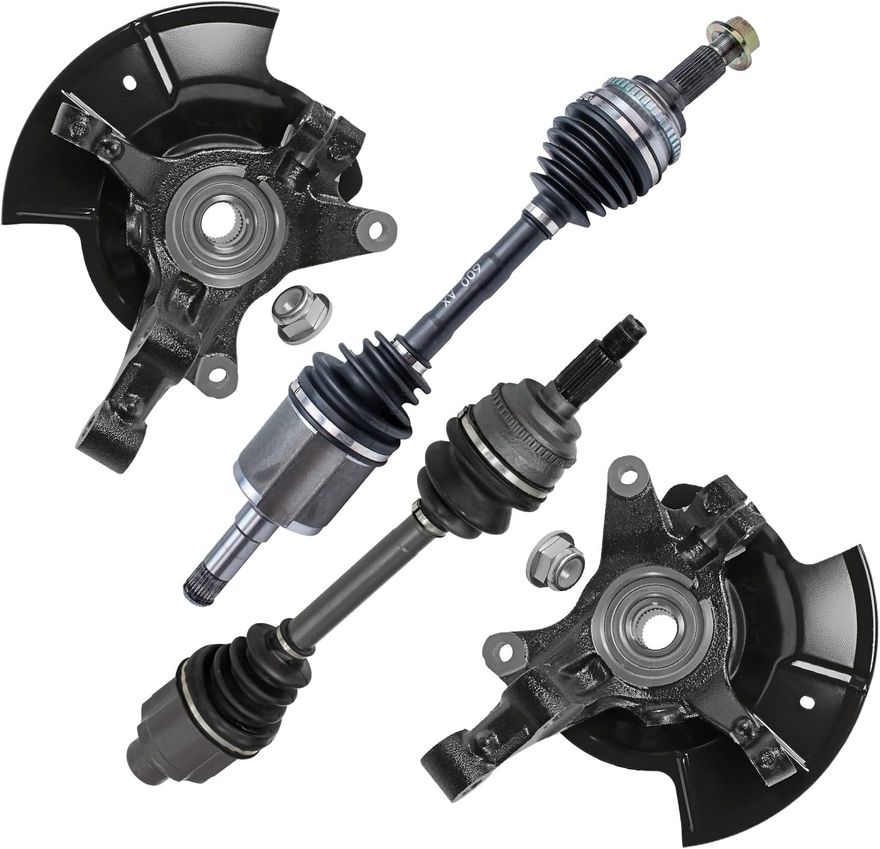 2009 Lincoln MKX 4pc Front CV Axles Steering Knuckles and Wheel Hub ...