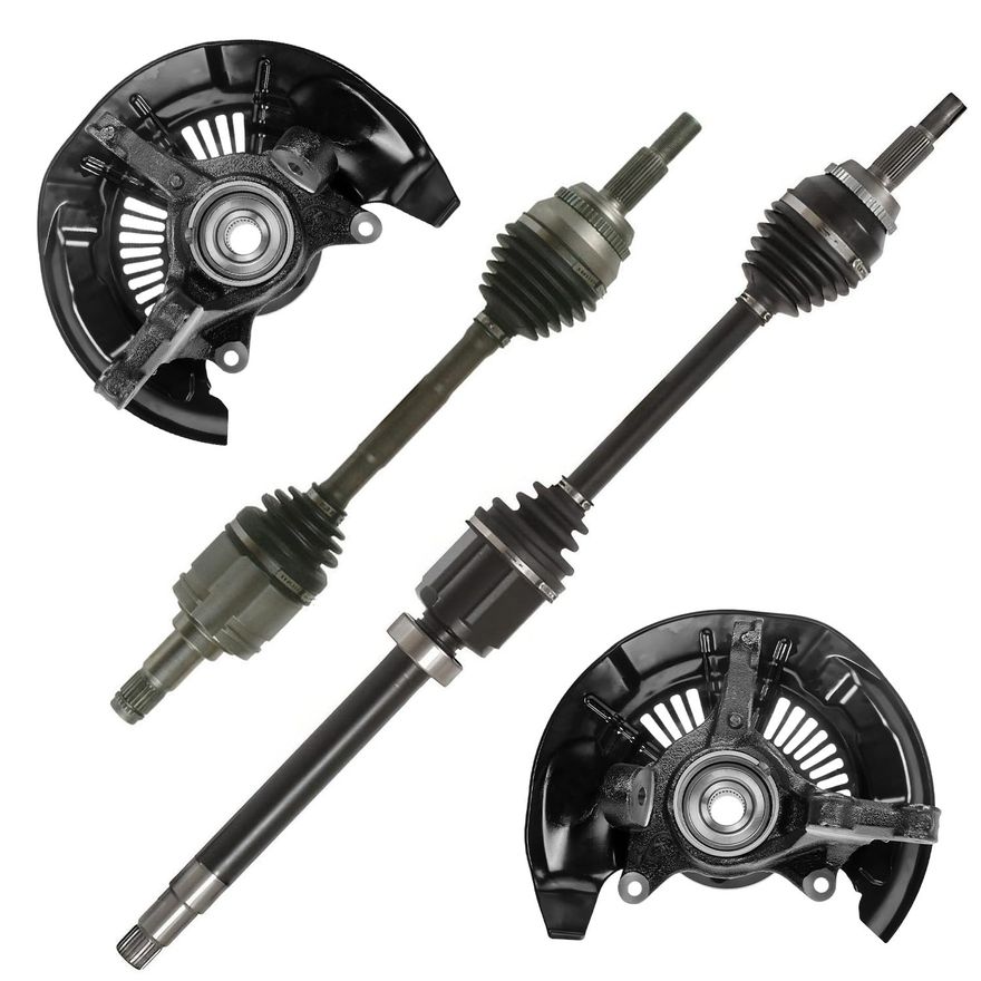 2006 Toyota Highlander 4pc Front CV Axles Steering Knuckles and Wheel