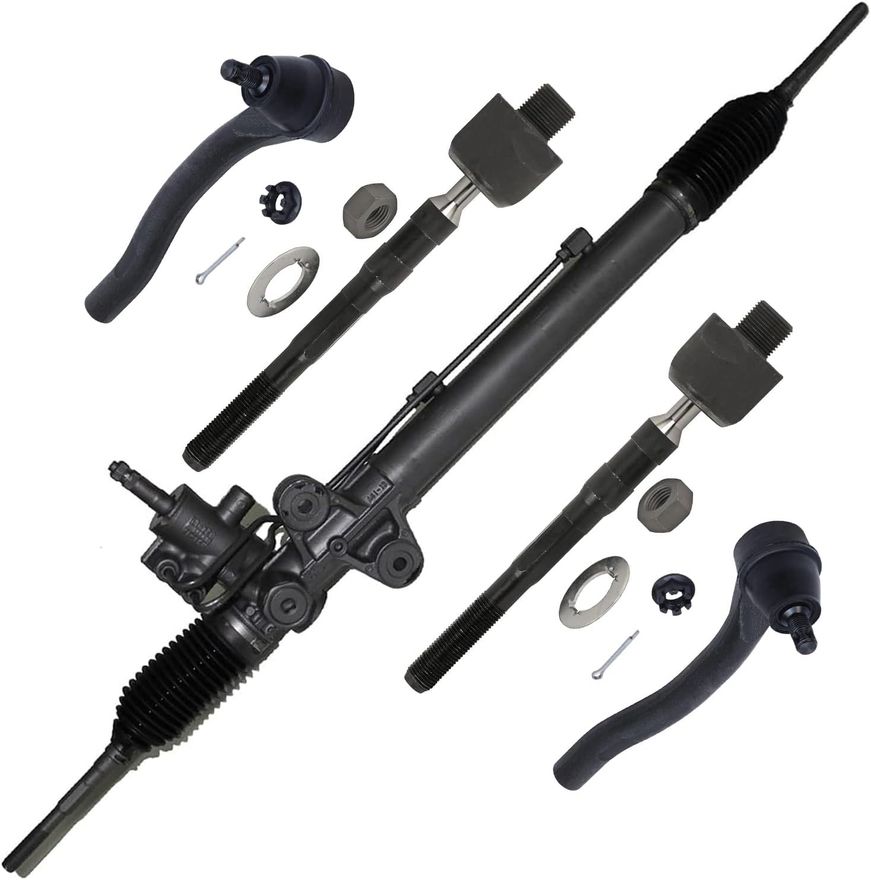 5pc Front Electric Steering Rack and Pinion Inner Outer Tie Rods Suspension Kit
