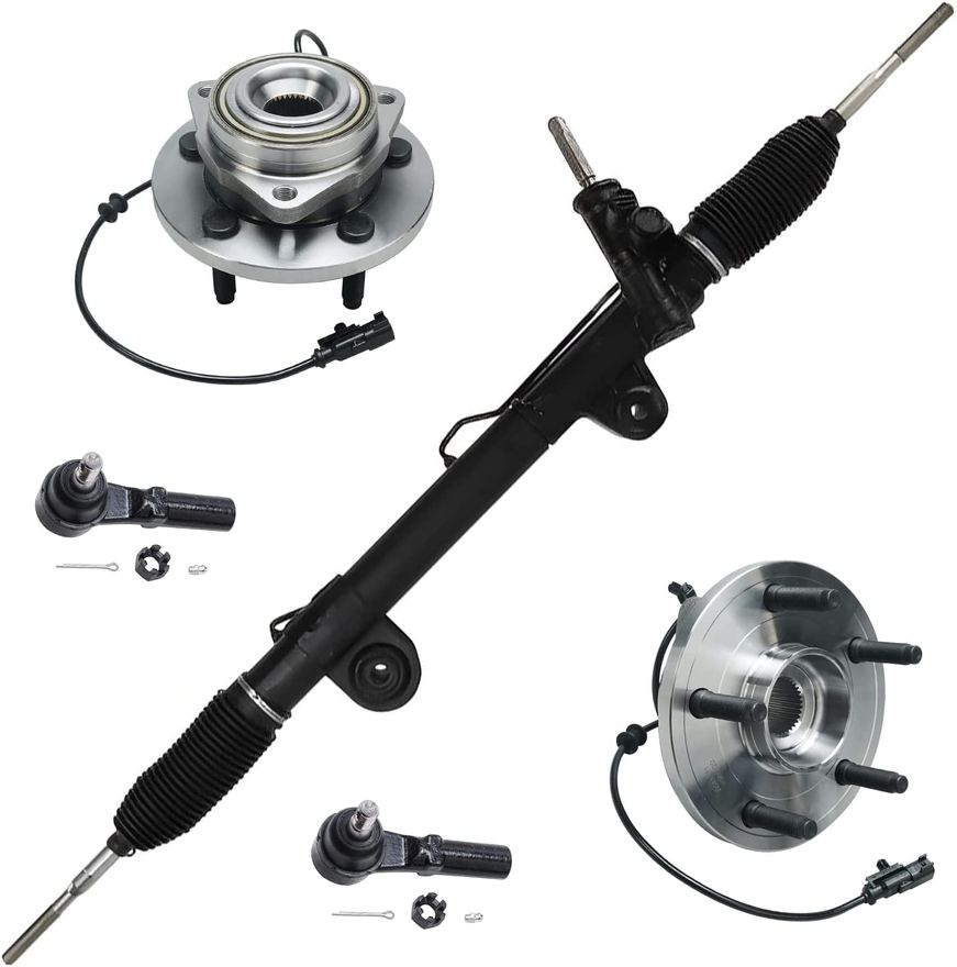 thumbnail image 2 of Detroit Axle 9-Piece Front End Suspension Kit For Dodge Dakota 2000-2004 - Rack & Pinion, Hubs, Tie Rods, Ball Joints 2 of 4
