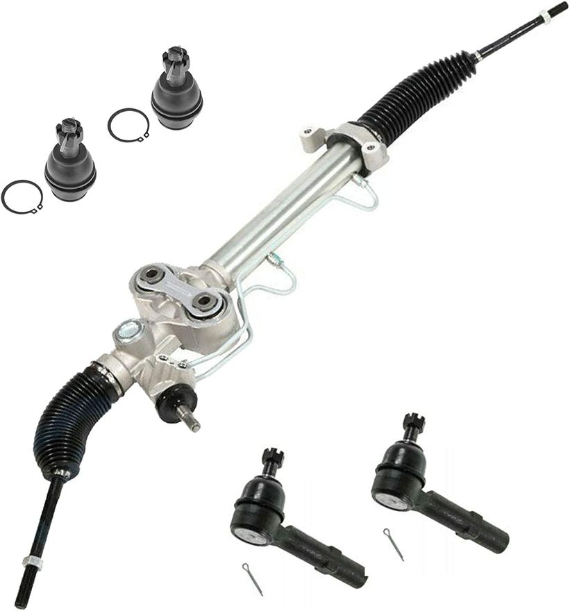 5pc Front Power Steering Rack and Pinion Outer Tie Rods Suspension Kit