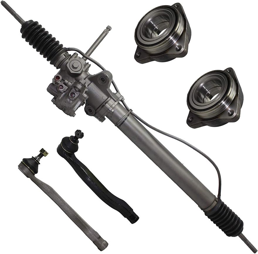 5pc Front Power Steering Rack and Pinion Wheel Bearing Modules