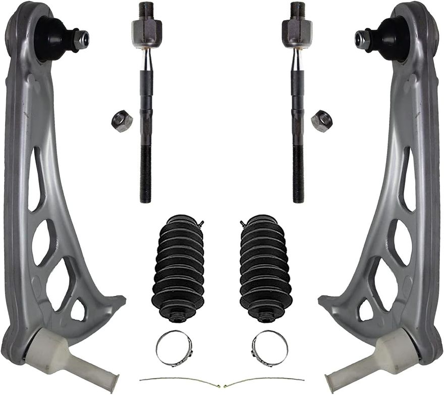 6pc Front Lower Control Arms Inner Tie Rods Suspension Kit