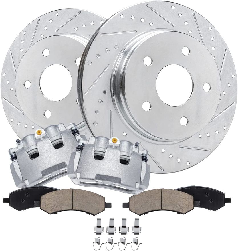 Main Image - Front Drilled Rotors Caliper Pad