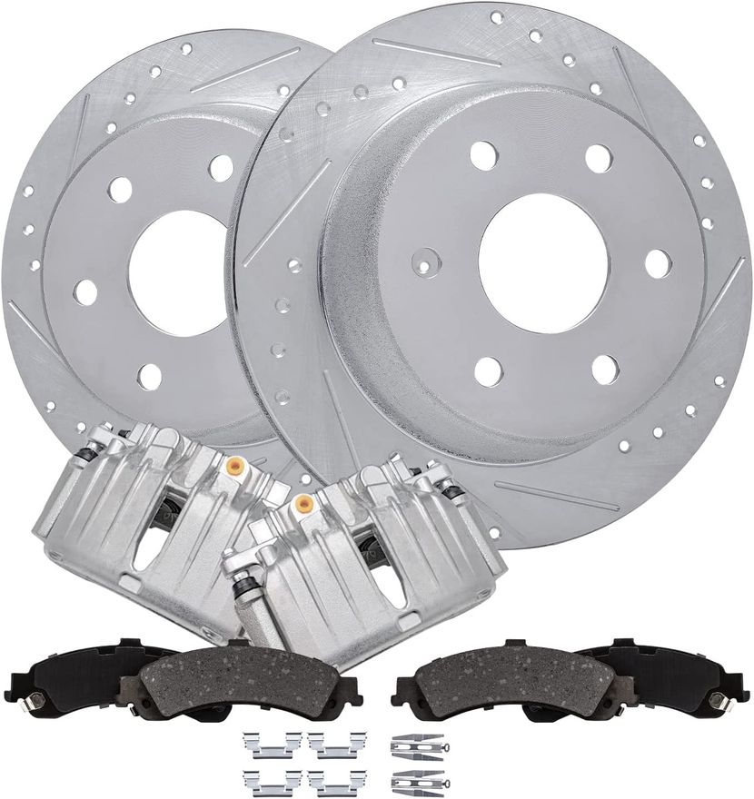 Main Image - Rear Drilled Rotors Calipers Pad