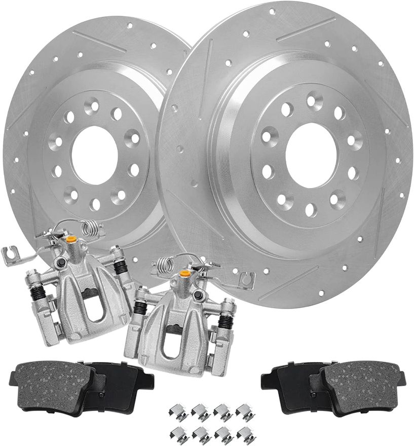 Main Image - Rear Drilled Rotors Calipers Pad