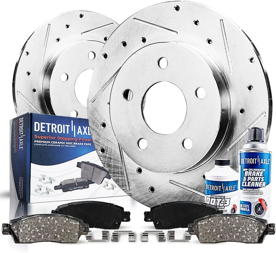 Front And Rear Drilled & Slotted Brake Rotors With Pads For 2008-2015 Scion XB By YXPCARS