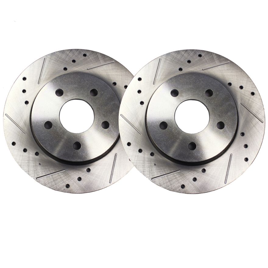 Front Drilled Brake Rotors - S-53022 x2