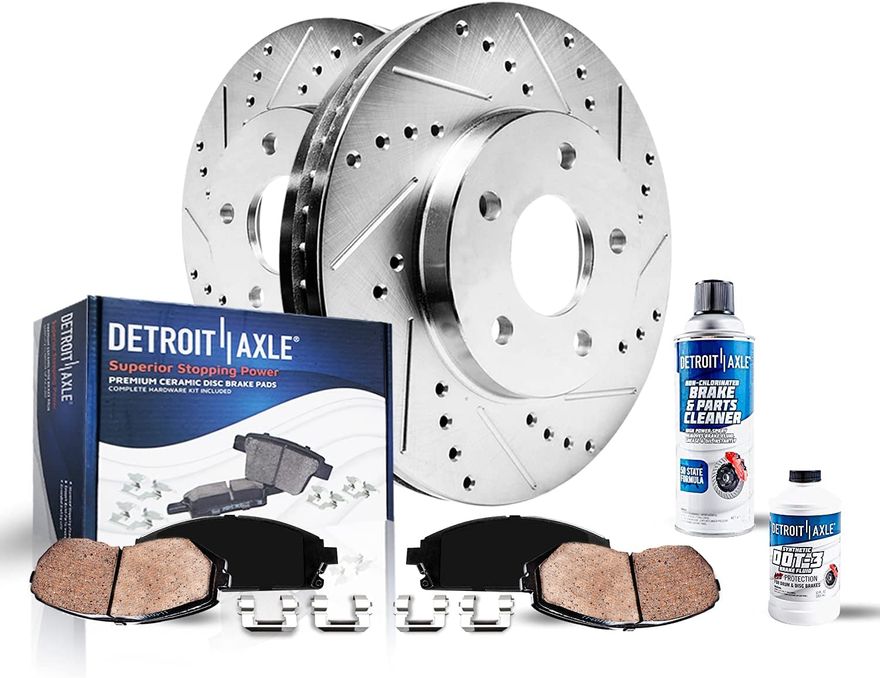 Main Imge - Front Drilled Brake Rotors Pads