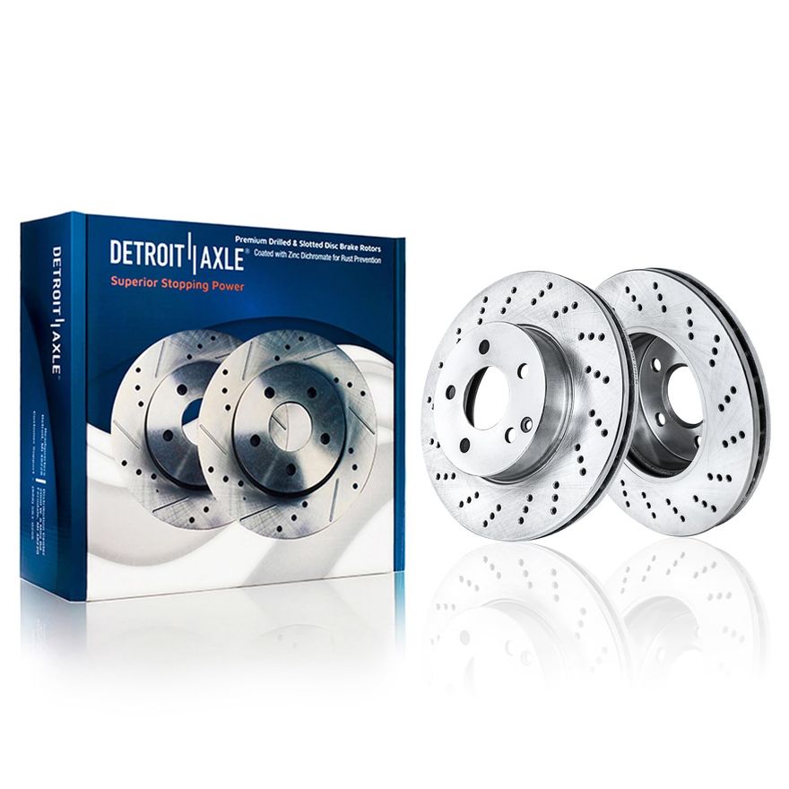 Front Drilled Brake Rotors - S-34424 x2