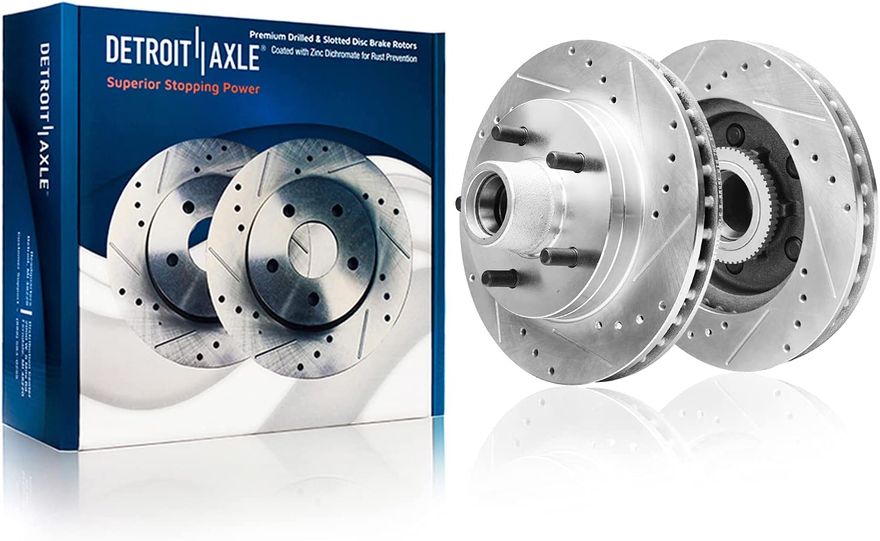 thumbnail image 2 of DAMAIAUTOMALL Drilled & Slotted Brake Rotors + Ceramic Pads – Front Kit For Chevy Suburban 1500, GMC Yukon XL 2 of 4