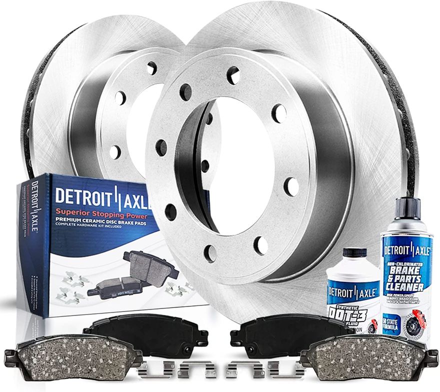 AutopartsMAXonline Front Brake Kit – Drilled & Slotted Rotors + Ceramic Pads For Chevy Silverado, GMC Sierra 1500