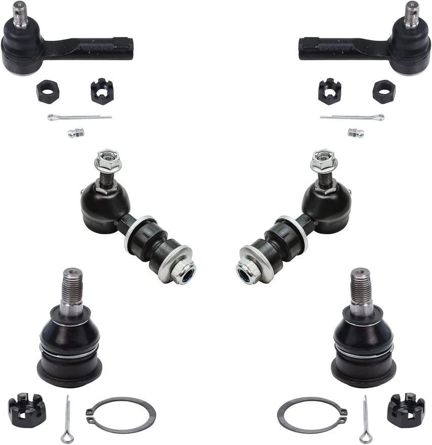 6pc Front Lower Ball Joints Sway Bar Links Outer Tie Rods Suspension Kit