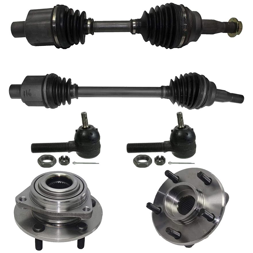 Detroit Axle Front CV Axle Shaft, Wheel Hub Bearing & Outer Tie Rod Kit For Chevy Malibu, Pontiac Grand Am, Oldsmobile Alero – 1999-2003, Lifetime Warranty