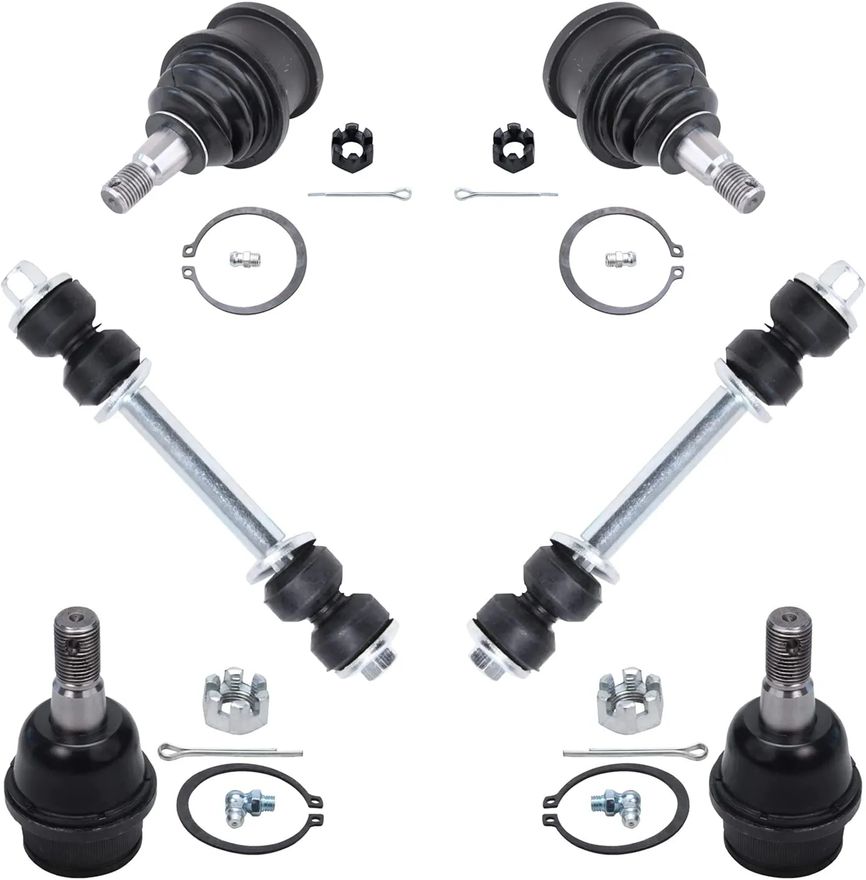 6pc Front Upper Lower Ball Joints Sway Bar Links Suspension Kit