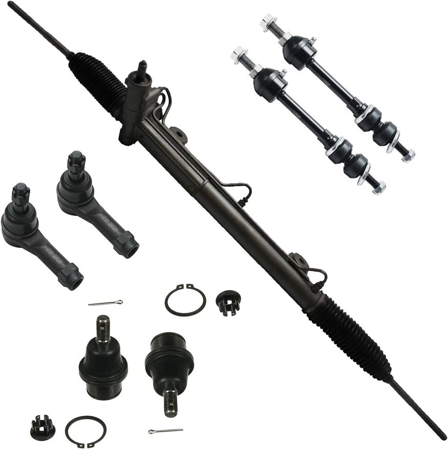 7pc Power Steering Rack and Pinion Ball Joints Tie Rods Sway Bars