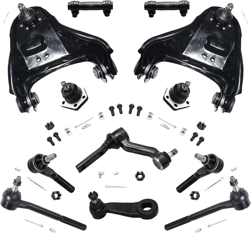 12pc Front Upper Control Arms Tie Rods Ball Joints Suspension Kit