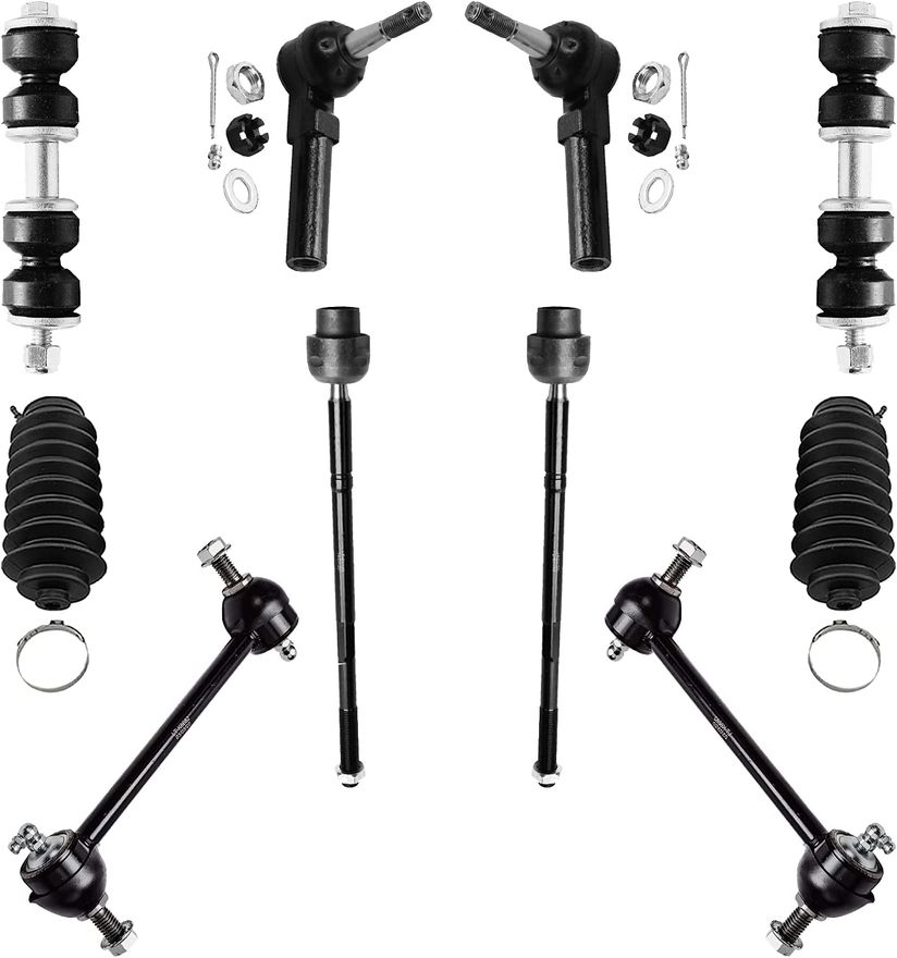 10pc Front Tie Rods Sway Bar Links Suspension Kit