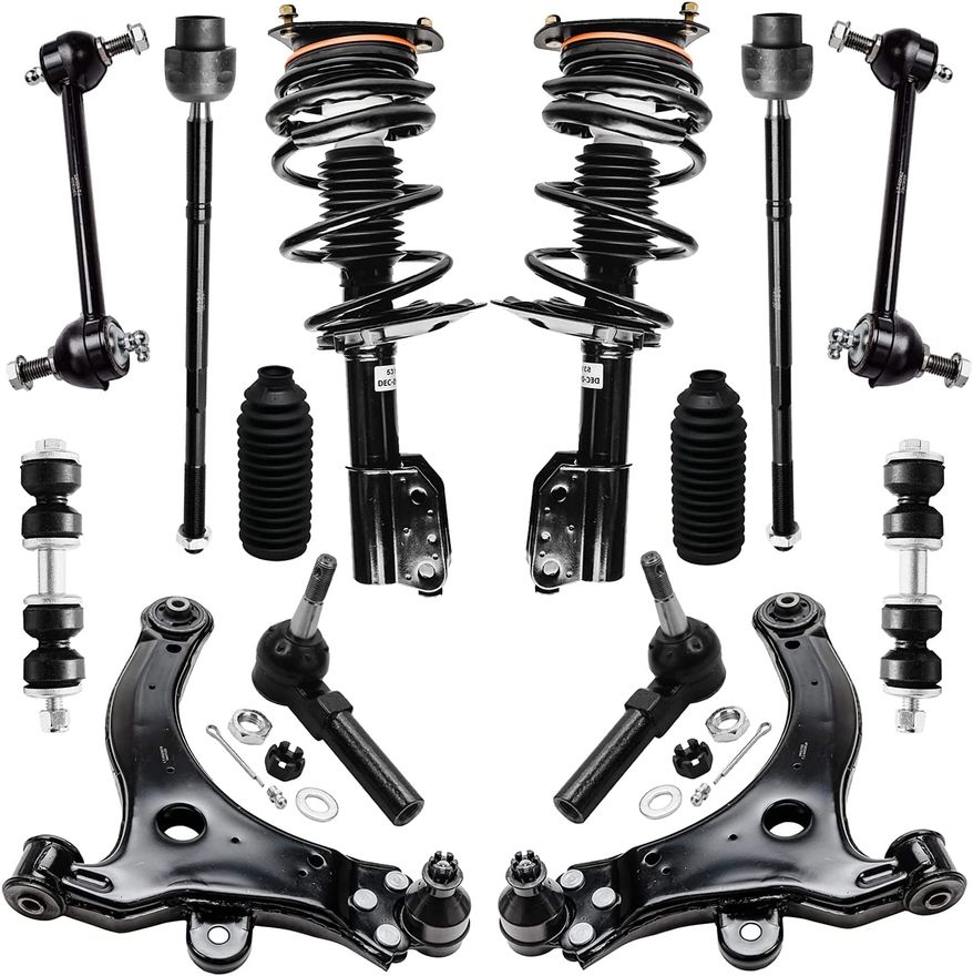 14pc Front Struts Lower Control Arms Tie Rods Suspension Kit