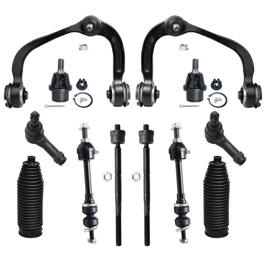 thumbnail image 2 of AM Autoparts 12pc Steering & Suspension Kit – Control Arms, Tie Rods, Sway Bar Links For Mitsubishi Chrysler 2 of 3
