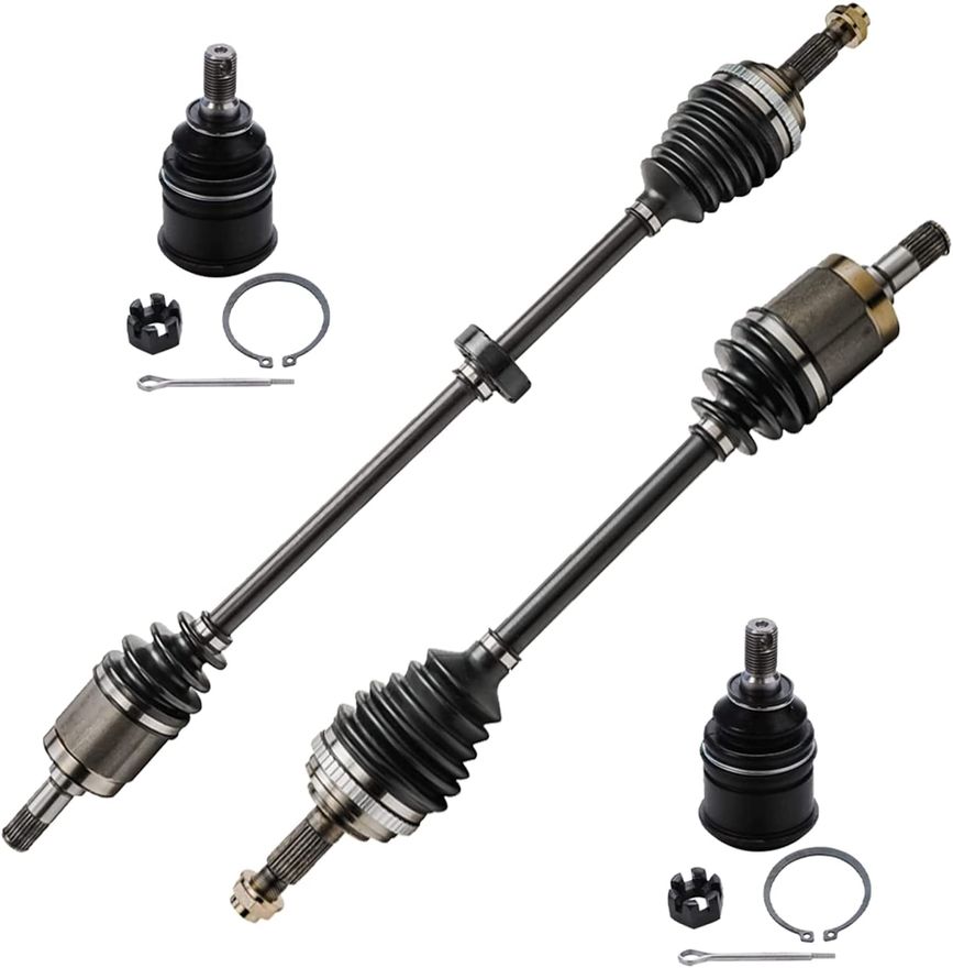 4pc Front CV Axles Lower Ball Joints Suspension Kit