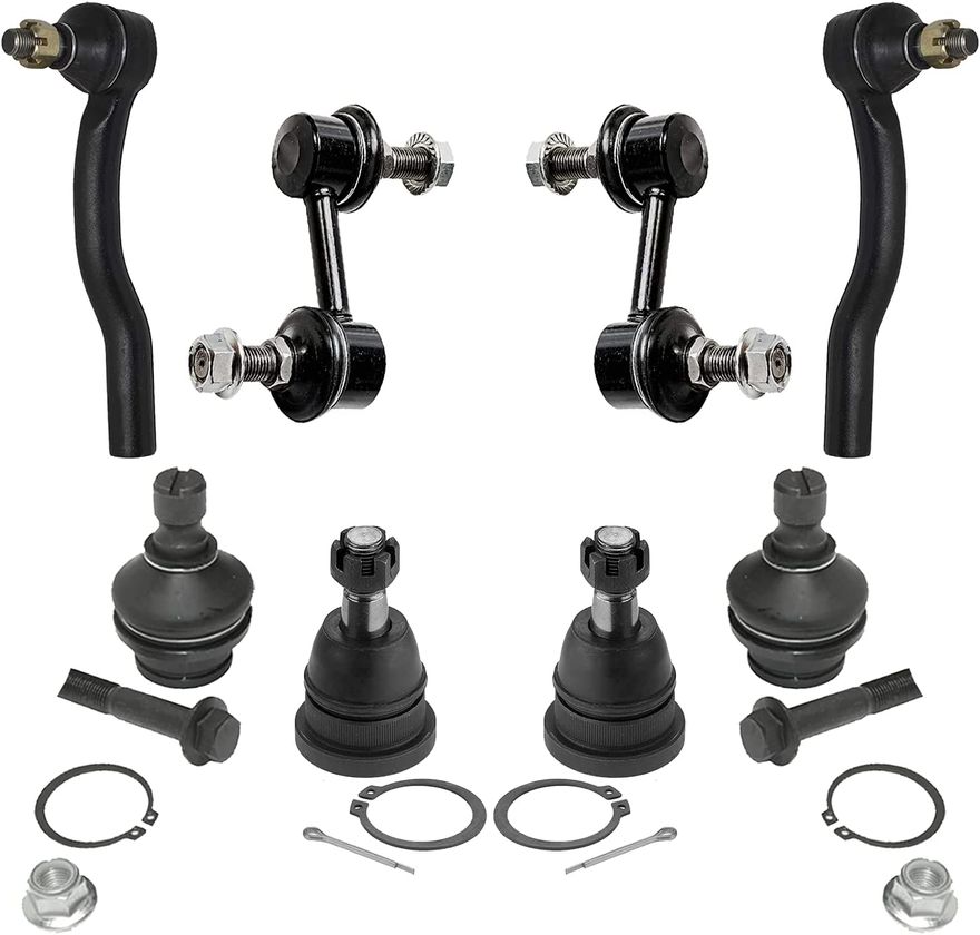 2007 Nissan Armada 8pc Front Upper Lower Ball Joints Sway Bar