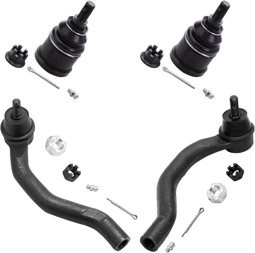 4pc Front Outer Tie Rods Lower Ball Joints Suspension Kit