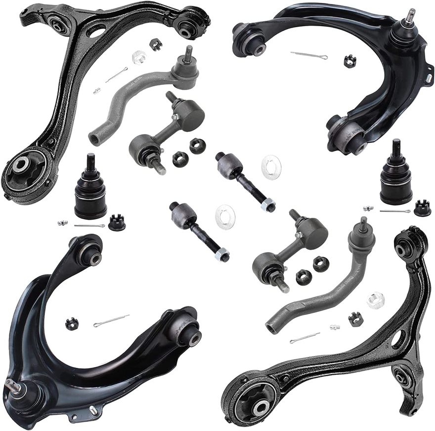 thumbnail image 2 of Detroit Axle 12pc Front Suspension Kit For 2002-2004 Jeep Liberty – Control Arms Tie Rods Sway Bars 2 of 5
