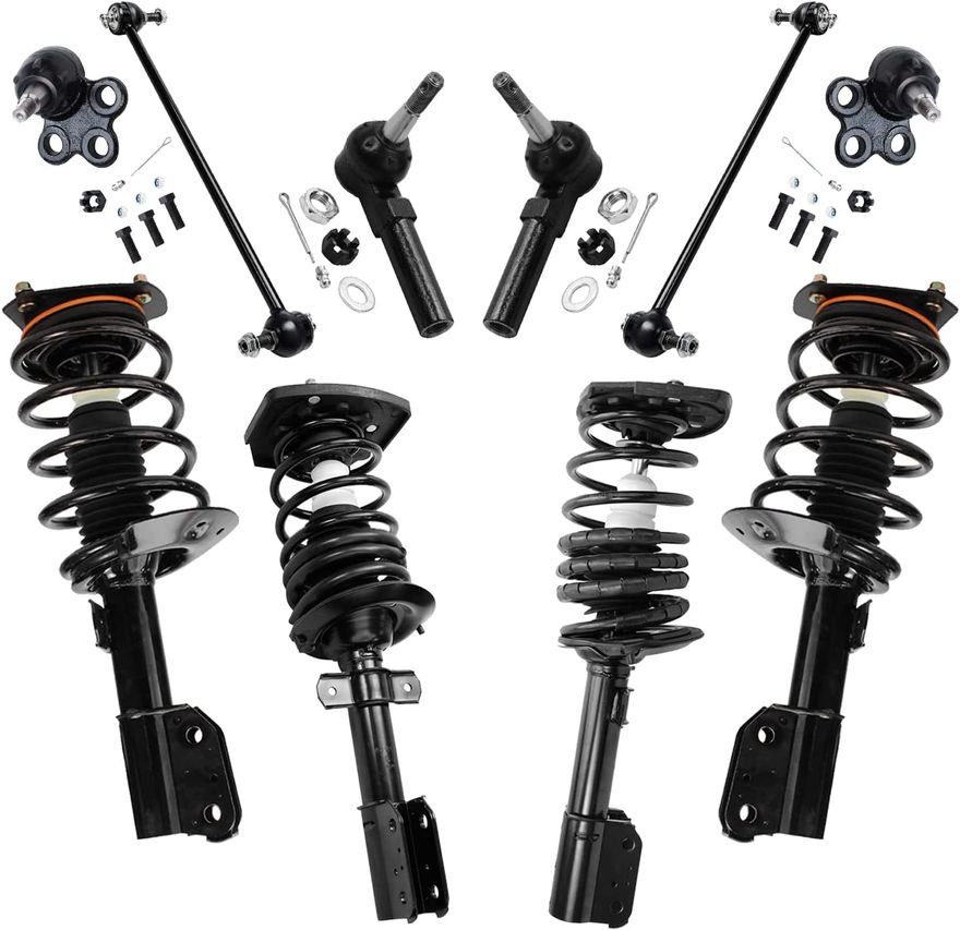 10pc Front & Rear Struts Lower Ball Joints Sway Bar Links Suspension Kit