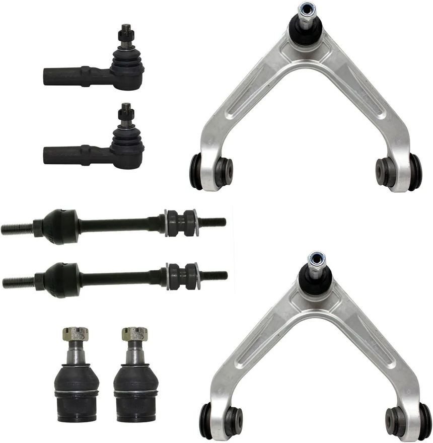 8pc Front Upper Control Arms Tie Rods Sway Bar Links Ball Joints Suspension  Kit