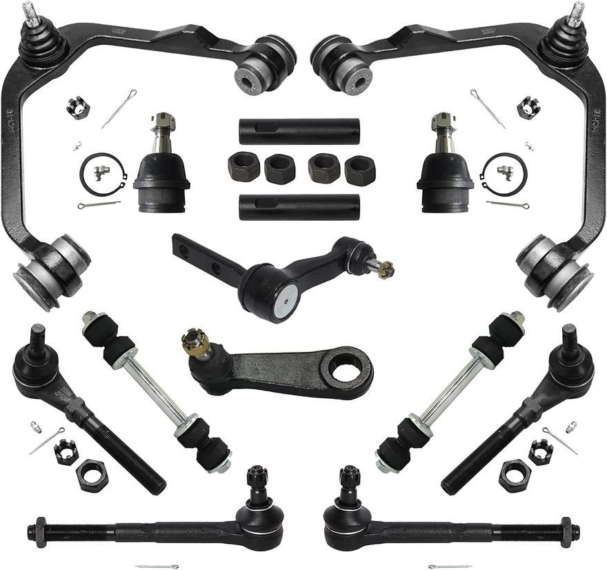 14pc Front Upper Control Arms Sway Bar Links Tie Rods Suspension Kit