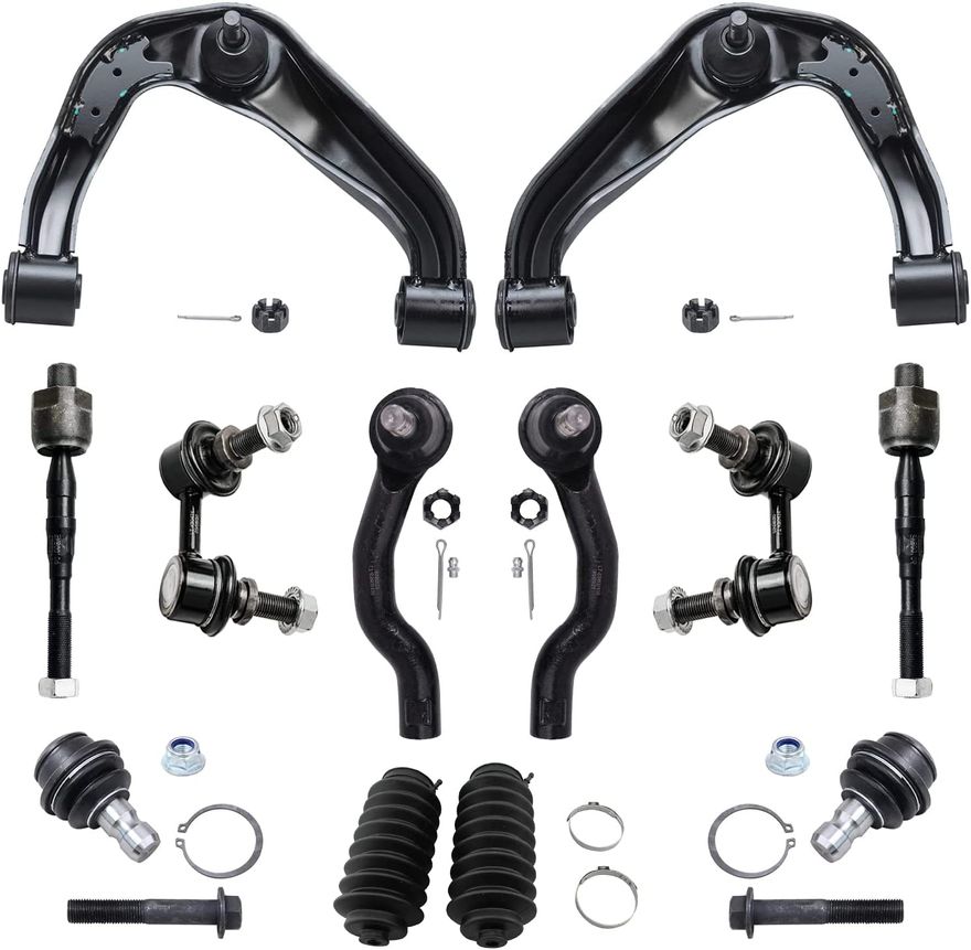 12pc Front Upper Control Arms Tie Rods Sway Bar Links Suspension Kit