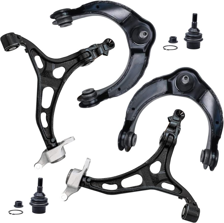 6pc Front Upper Lower Control Arms Lower Ball Joints Suspension Kit