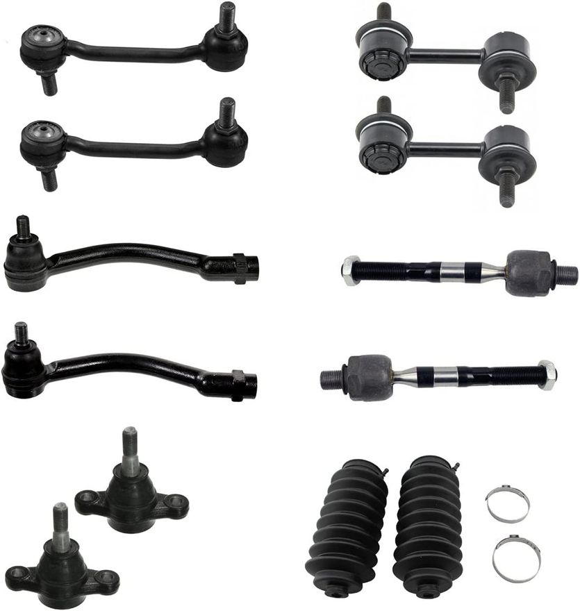 12pc Front & Rear Sway Bar Links Lower Ball Joints Tie Rods Suspension Kit