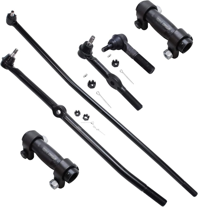 6pc Front Inner & Outer Tie Rods Adjustment Sleeves Suspension Kit