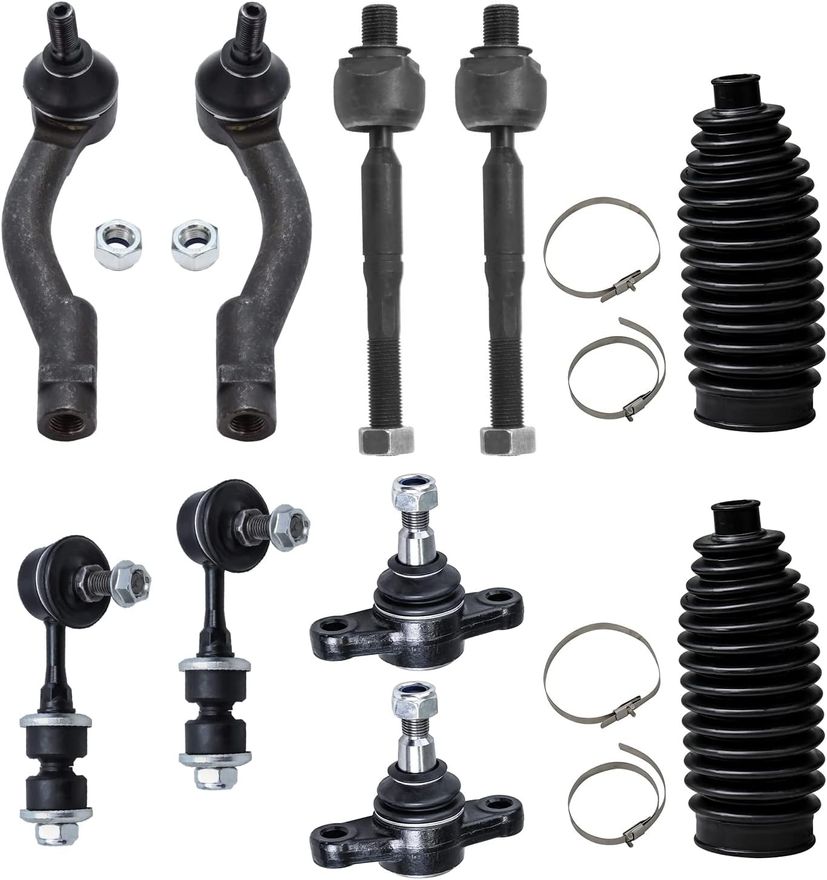 10pc Front Sway Bar Links Lower Ball Joints Tie Rods Suspension Kit