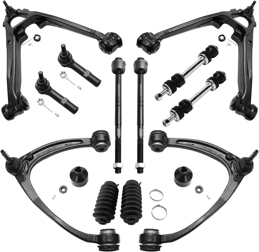 12pc Front Upper Lower Control Arms Tie Rods Sway Bar Links Suspension Kit