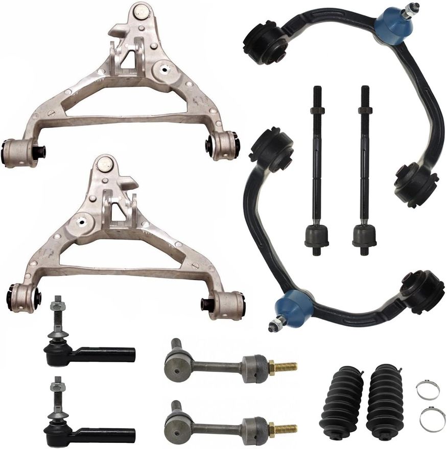 12pc Front Upper Lower Control Arms Tie Rods Sway Bar Links Suspension Kit