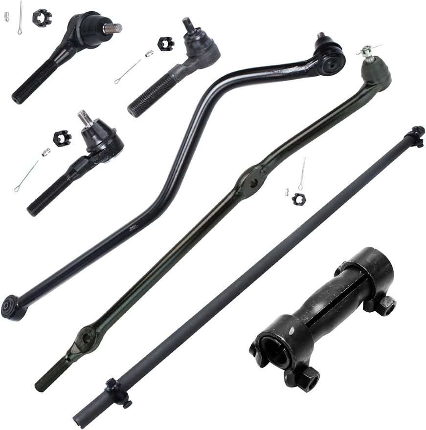 7pc Front Tie Rods Adjusting Sleeves Drag Link Track Bar Suspension Kit